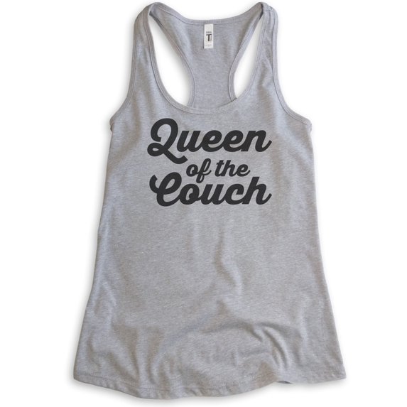 Queen Of The Couch Tank Top, Ladies Racerback Tank Top, Wife Tank, Lazy Tank, Couch Potato Tank, Heather Gray, Small