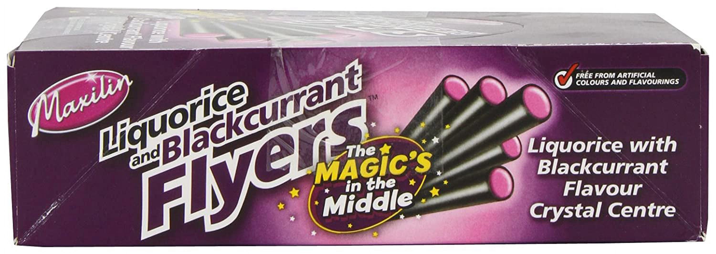 Maxilin-crawford Flyers Liquorice With Blackcurrant Crystal Centre 60 Pieces
