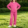 thumbnail image 1 of Abcomgle Kids Sweatsuit Set Fleece Full Zip Long Sleeve Sweatshirts and Straight Leg Sports Pants for Girls Winter Girls Tracksuit, 1 of 2