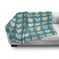 thumbnail image 3 of Romance Soft Flannel Fleece Throw Blanket, Heart Lovers Famous Universal Signic Design, Cozy Plush for Indoor and Outdoor Use, 50" x 70", Jade Green Seafoam Cream, by Ambesonne, 3 of 6