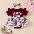 thumbnail image 3 of WIBACKER Baby Girl Summer Clothes Newborn Girls Short Sleeve Letter Print Romper +Headband Infant Bodysuit Skirt Outfit 0-18 Months, 3 of 10