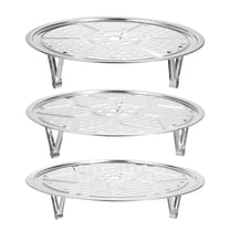 3pcs Stainless Steel Steamer Rack with Stand, 8.6 Inches/9.5 Inches/10.2 Inches Pot Steaming Tray