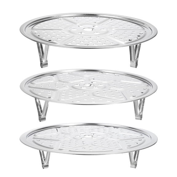 3pcs Stainless Steel Steamer Rack with Stand, 8.6 Inches/9.5 Inches/10.2 Inches Pot Steaming Tray