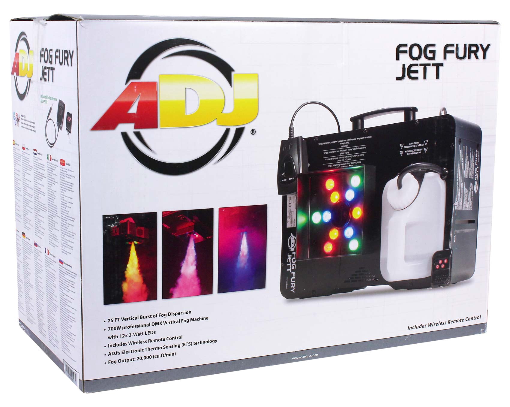 American DJ Fog Fury Jett 700W Vertical Fog Machine w/ LED+DMX+Remote+Fog Fluid