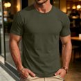 thumbnail image 7 of Mens Shirts Crewneck Short Sleeve Slim Fit T Shirts For Men Stretch Breathable Top Cozy Fitness Clothing Green L, 7 of 7