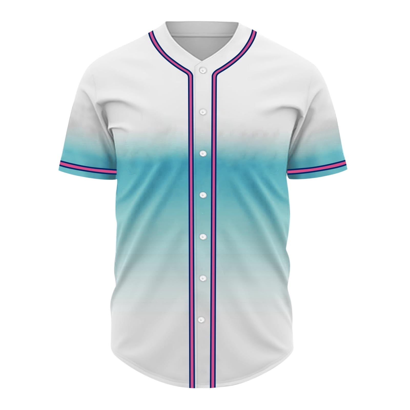 cllios Mens Gradient Baseball Shirts Big and Tall Casual Button Down Short Sleeve Tees Casual Stand Collar T Shirts for Men