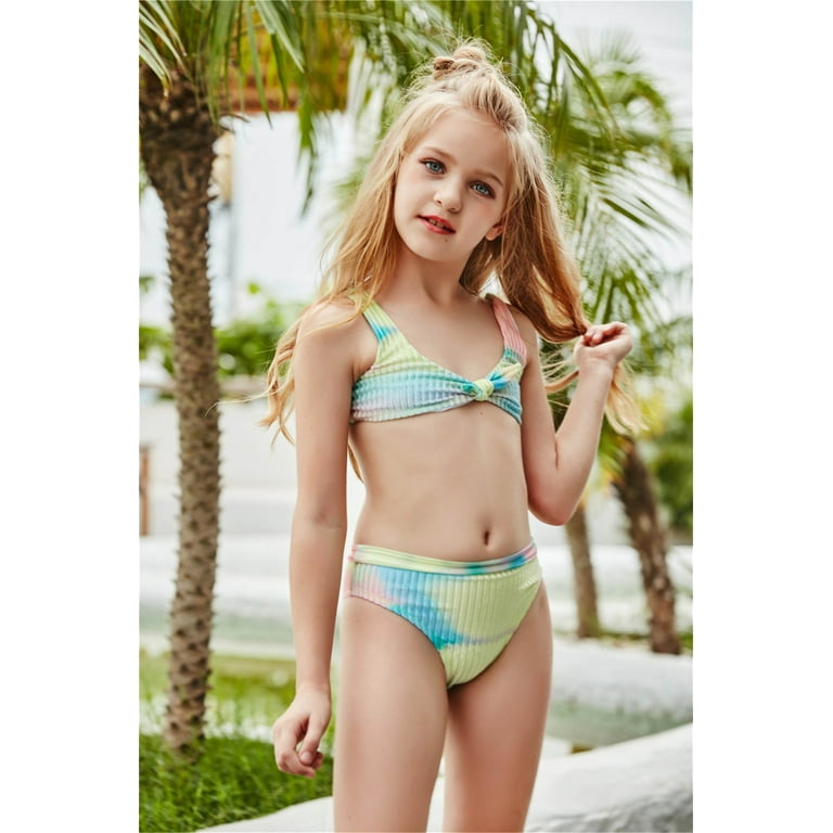 Neon Two Piece Set Swim Practice Suit Girls Girls Holiday Cute Tie dye Print Bikini Set Two Piece Swimsuit Bathing Suit Year Old Girls Swimsuits Youth