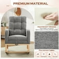 thumbnail image 3 of FFH Rocking Chair Nursery, Tufted Accent Rocker Chair, Upholstered Armchair with Adjustable Footrest, Side Pocket, High Backrest, Padded Seat, Polyester Blend (Retro, Dark Gray), 3 of 10