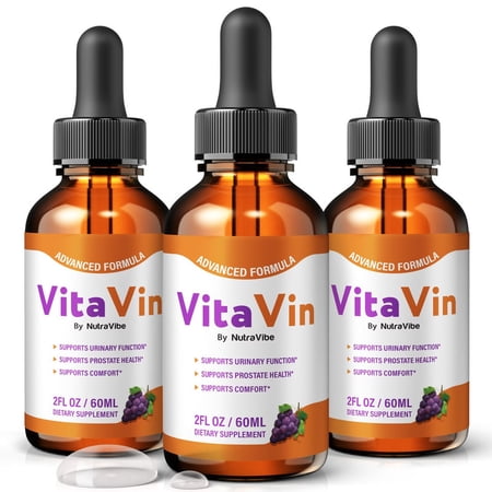 (3 Pack) VitaVin Drops - Official Vita Vin Liquid For Prostate Heath, All Natural Formula To Support Control, Energy & Overall Well-Being, Review (90 Servings)