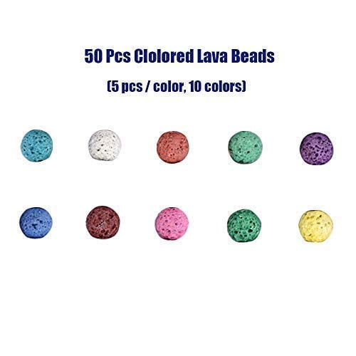 500 Pcs Lava Beads Kit Lava Stone Beads Assorted Colored Chakra Beads  Spacer Beads with 2 Roll Elastic Stretch Strings for Adult Essential Oil  Bracelet Necklace Making 