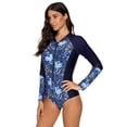 thumbnail image 3 of Charmo Women's Floral One Piece Rashguard Swimsuit Zip Front Surfing Shirt Sun Protection, 3 of 4