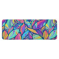 Blue Pioneer Flower and Leaf Pattern Kitchen Rug Mat,Kitchen Runner Rugs Non Skid Washable,Decorative Kitchen Floor Mats for Kitchen,Sink,Laundry,17"x47.2"