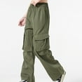 thumbnail image 4 of CYiJun Cargo Pants for Women Casual Drawstring Wide Leg Cargo Barrel Baggy Pants, 4 of 6