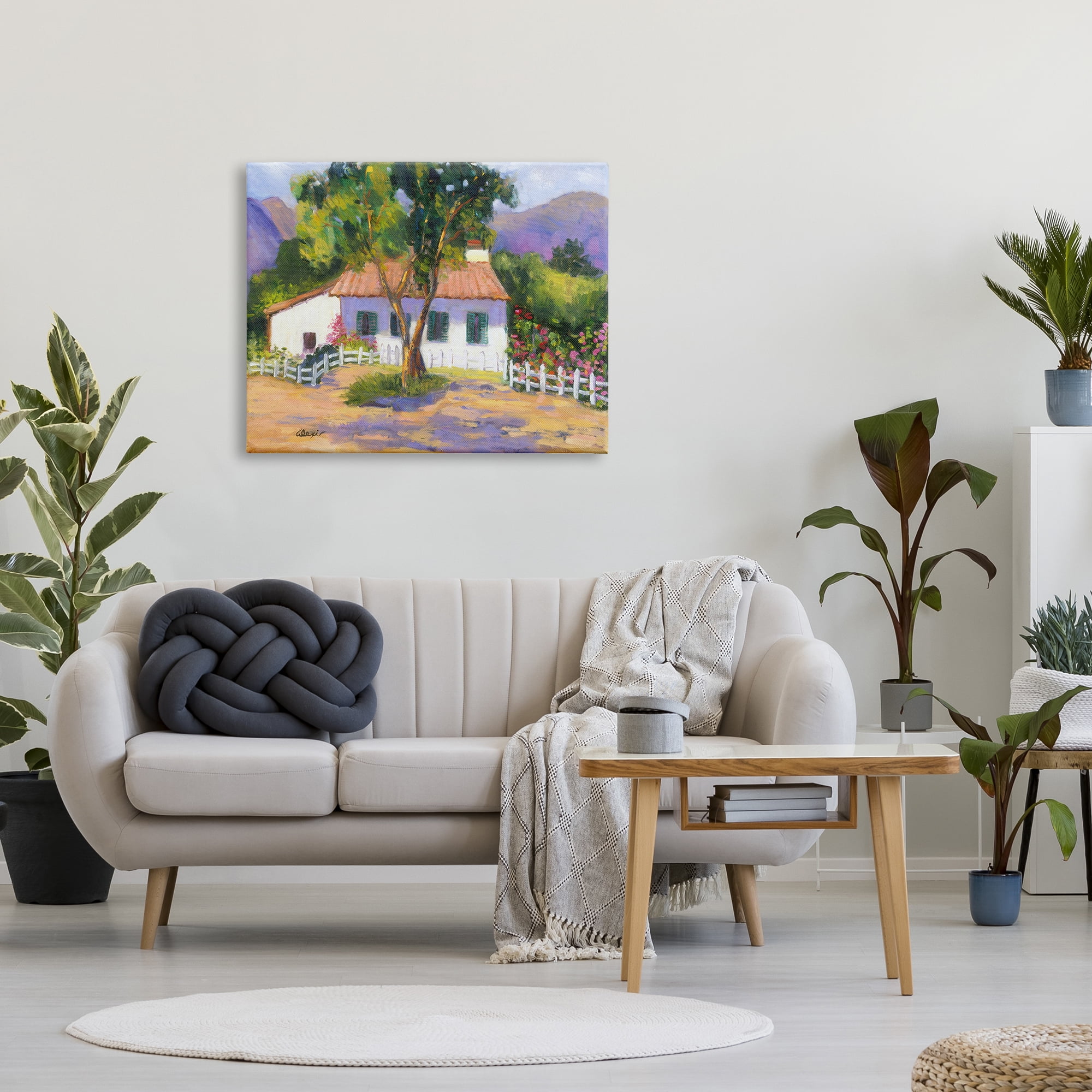 Stupell Industries Cottage Nature Painting Landscape Painting Gallery Wrapped Canvas Art Print Wall Art, 40 x 30