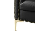 thumbnail image 4 of Oxford PU Leather Button Tufted with Gold Nailhead Trim Gold Metal Y-leg Sofa, Black, 4 of 5