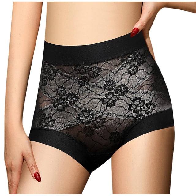 Ropa Interior de Tanga de Cintura Alta para Mujeres de Cintura Media a Alta Encaje de Cadera de Hielo Romántico Ligero Ropa Interior de Tanga Transpirable