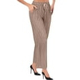 thumbnail image 3 of FUNUONY Women's Wide Leg Pants Flowy Pants for Women Casual Palazzo Trousers Loose Fit High Waisted Drawstring with Pocket New Large Sized Loose Striped Cotton and Linen Casual Trousers Khaki Xl, 3 of 8