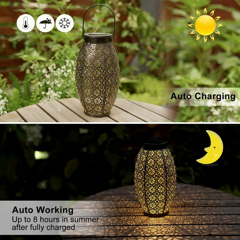  MGKZ Solar Lanterns Outdoor Waterproof Hanging Solar Lights  Color Changing & Fixed 9 Modes Flickering Flame Camping Lanterns Christmas  Decoration for Party Tent Garden Patio(2 Pack) : Tools & Home Improvement