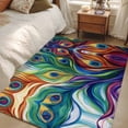 thumbnail image 4 of Rectangle Rug 3x5Ft, Watercolor Peacock Leather Soft Non-Slip Washable Felt Carpet Pad, Abstract Line Eyes Area Rugs for Living Room Bedroom Kids Room, 4 of 9