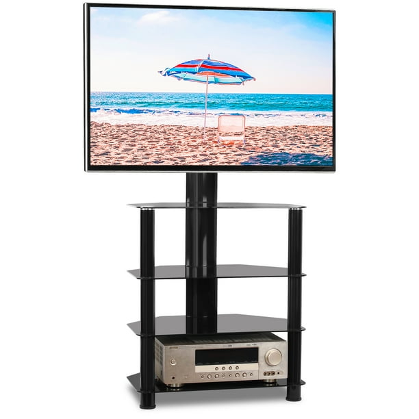 Modern Glass TV Stand for TVs up to 55" LCD LED Flat Screen TVs, Black
