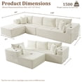 thumbnail image 2 of 4 Seats Boneless Modular Cloud Sectional Sofa with Chaise, Extra-Wide Deep Seats Plush Corduroy Sleeper Soft Couch for Modern Living Rooms, Small Spaces & Apartments (Beige, 138"-L Shape Left), 2 of 7
