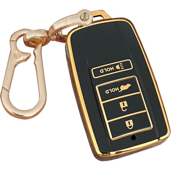 shiyou-for Acura Key Fob Cover with Keychain Keyless Entry Remote Control Key Fit for Acura CDX RDX RLX TLX TLX-L ILX NSX Smart Key Shell (Black, 4-Buttons)