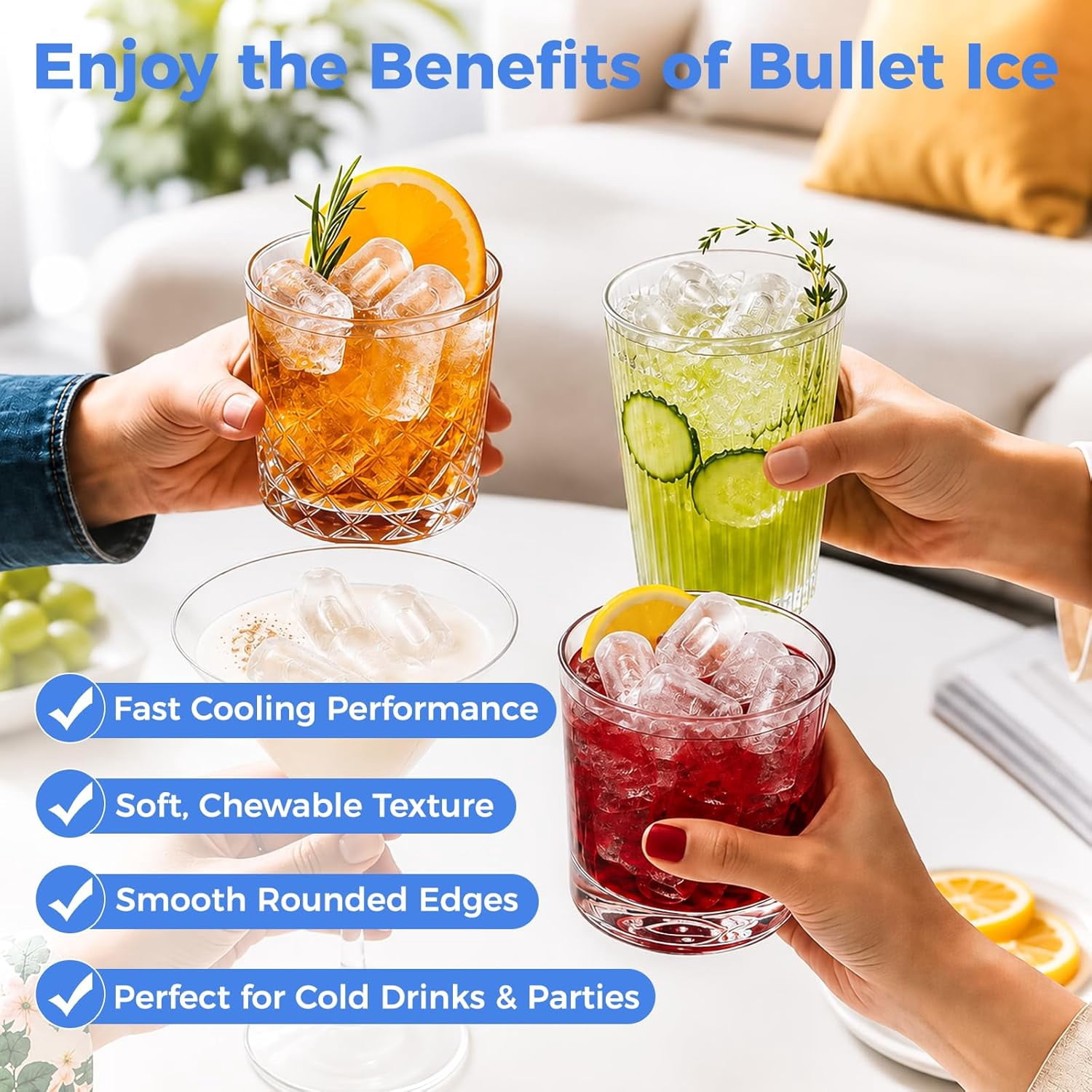 OSTBA Fast Ice Countertop Ice Maker with Dual Size Bullet Ice, 9 Cubes in 6 Minutes, 26 lbs per Day, Self-Cleaning Portable Ice Machine with Carry Handle for Home, RV & Party
