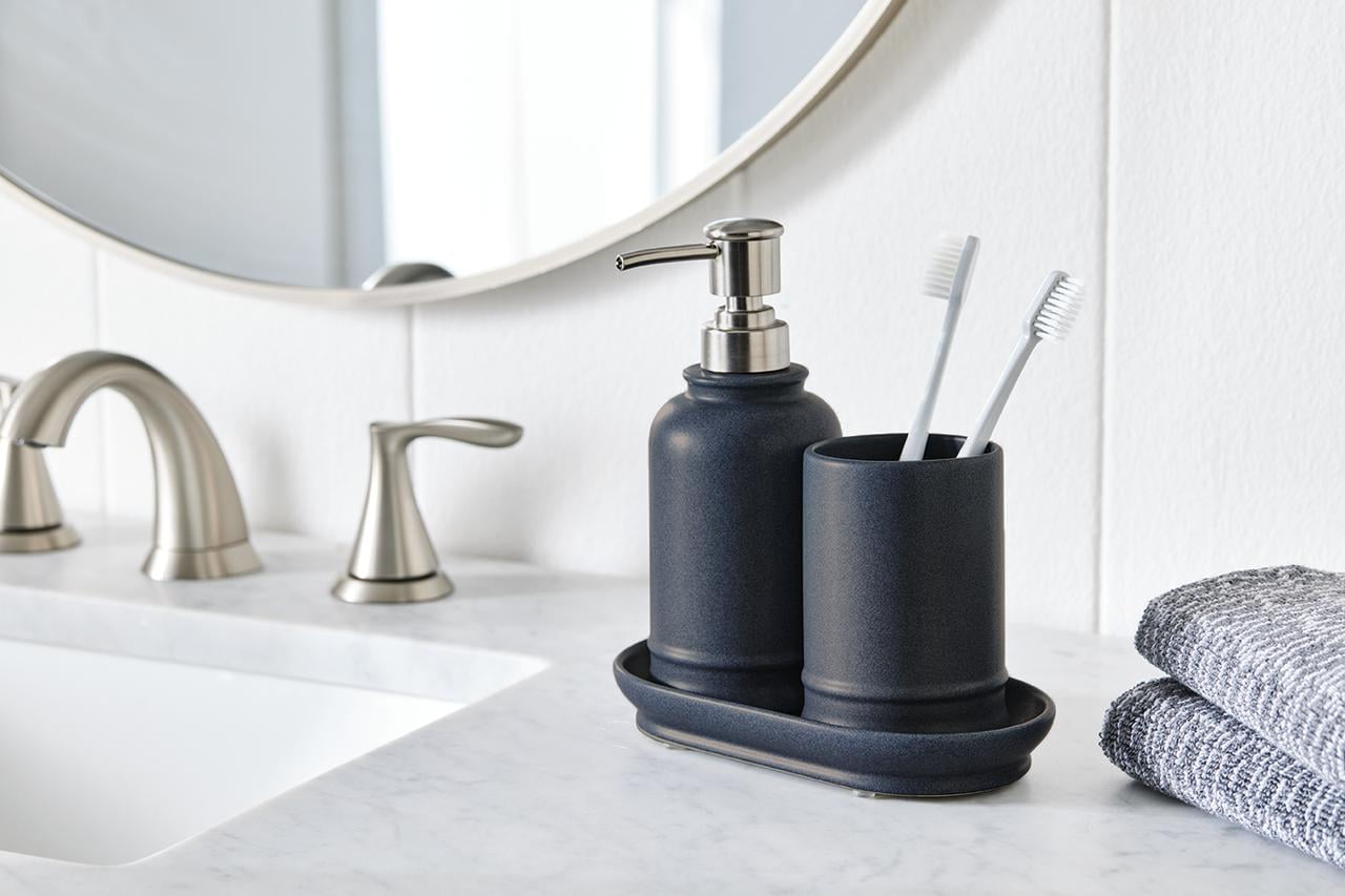 Better Homes & Gardens 3P Bath Set 3-Piece Coarse Plain ceramic, Plastic Bathroom Canister Sets