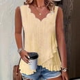 thumbnail image 5 of Endives Women's Tanks Camisole Top Summer Casual Hollow Out Solid Color Scallop Edge V Neck Tank Top Yellow, 5 of 5