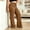 *Brown, variant on Plus Size Women's Drawstring Elastic Waist Straight Leg Pants with Pockets ,Casual Solid Color Long Trousers Red,Women's Plus XXXL