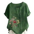 thumbnail image 2 of Fankiway Ensemble d'Été Décontracté pour Femmes Col Rond Manches Courtes Imprimé Floral Chemise Ample Tenues d'Été pour Femmes 6839 Pcs, 2 of 4