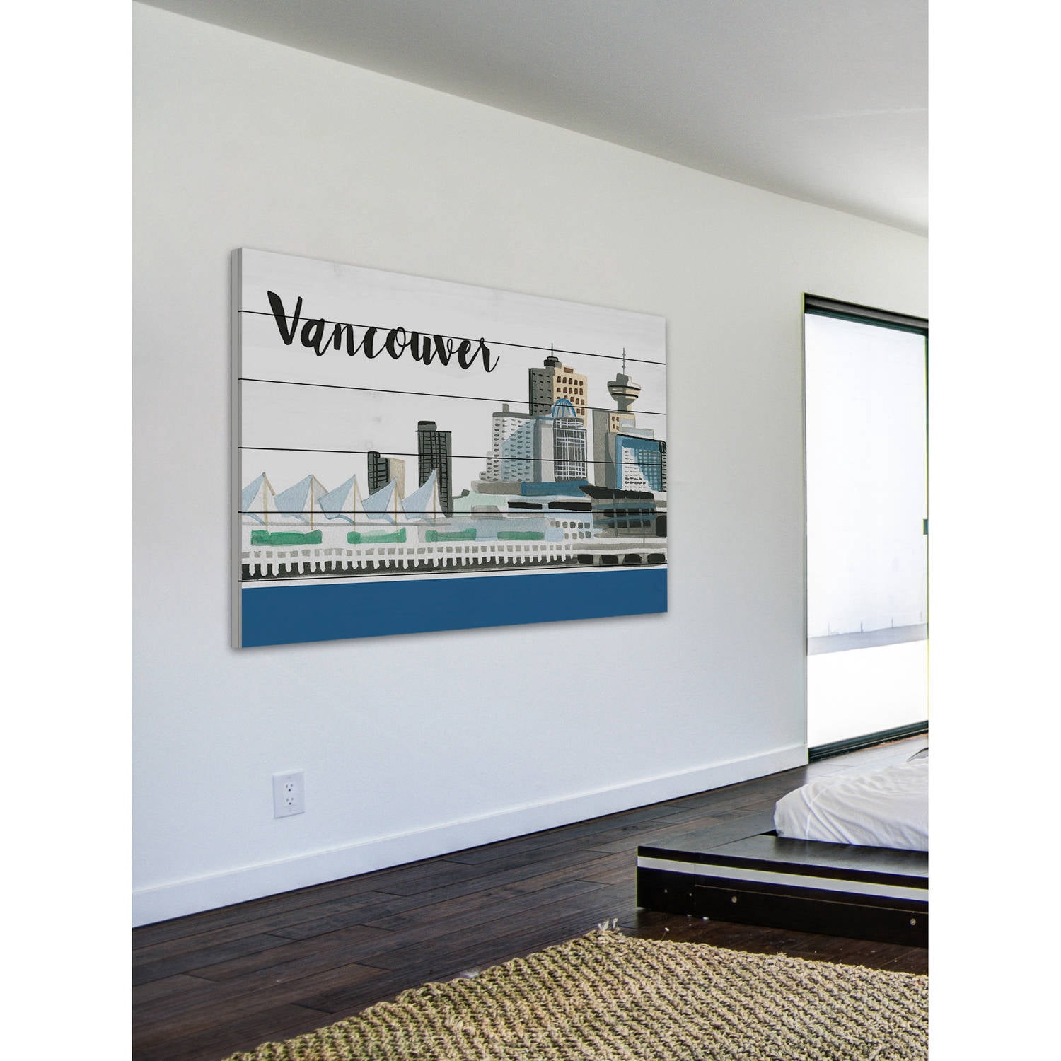 Marmont Hill 'Vancouver Skyline' by Molly Rosner Painting Print on White Wood