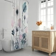 thumbnail image 3 of Floral Shower Curtain,Beige Pink Flowers Bathroom Shower Curtains,Watercolor Blue Wildflower Plant Bath Curtain Set with 12 Hooks 72x72in,Waterproof Polyester Fabric, 3 of 6