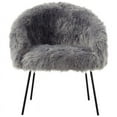 thumbnail image 4 of Posh Living Anthony Faux Fur Fabric Accent Chair with Metal Legs in Gray, 4 of 9