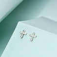 thumbnail image 4 of 925 Sterling Silver Cross Stud Earrings for Women, 4 of 9