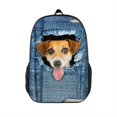 thumbnail image 1 of 1pc Mochila Escolar Creativa Con Estampado De Perro Y Gato Lindo Para Niños Y Niñas, Mochila Impresa De Mezclilla, Mochila De Viaje Al Aire Libre, 1 of 4