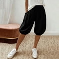 thumbnail image 2 of Womens Balloon Pants Trendy Casual Elastic Waist Wide Leg Harem Pants Baggy Pleated Lantern Shorts Black S(S), 2 of 9
