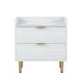 thumbnail image 4 of Wooden Nightstand, Vanity Dresser with 2 Drawers and Marbling Worktop, Modern Bedside Table with Metal Legs & Handles, Storage Cabinet for Bedroom, Living Room, Easy to Clean and Assemble, White, 4 of 8
