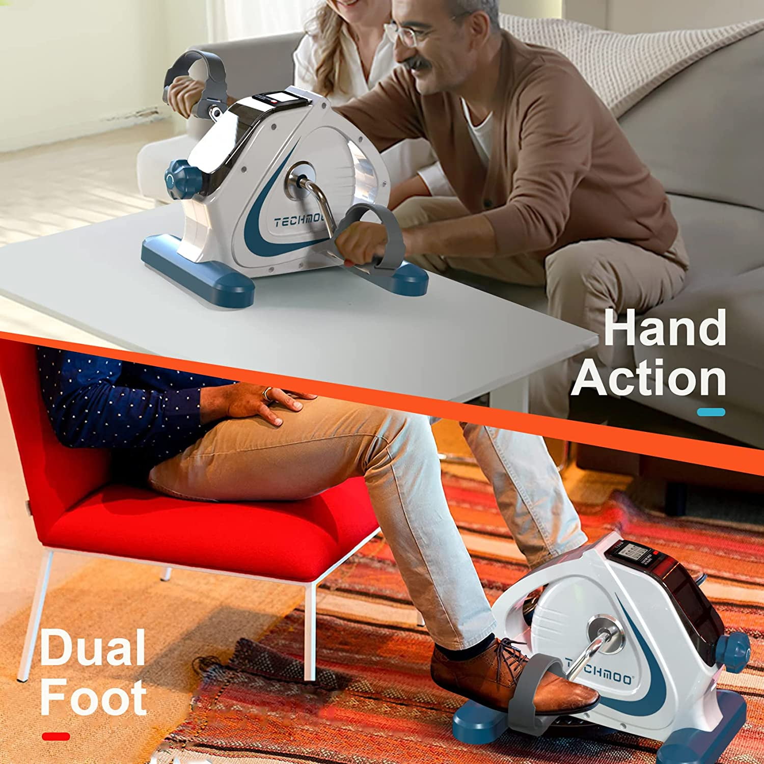 Stationary Bike TECHMOO Under Desk Bike Pedal Exerciser Portable