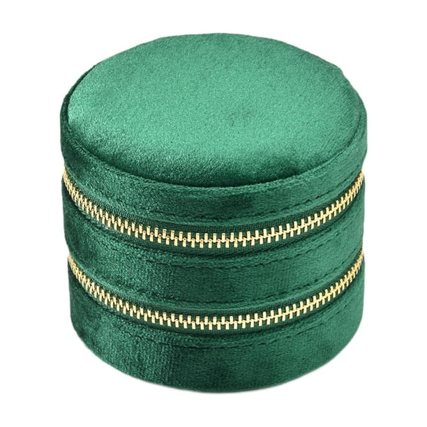 Estuche para Pendientes, Estuche para Baratijas, Caja de Terciopelo de Doble Capa, Portátil, para Viajes, Estuche para Joyas, para El Día de San Valen Verde