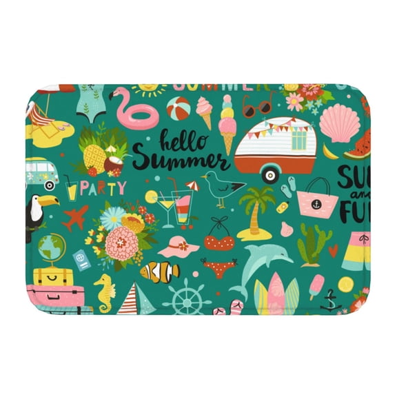 Kdxio Hello Summer,16" x 24", Non-Slip Front Door Mats,Outdoor Welcome Mat Washable