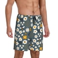 thumbnail image 3 of Rocae Flowers and Bee for Men's Soft Sleep Pajama Shorts, Waistband and Pockets, 3 of 9