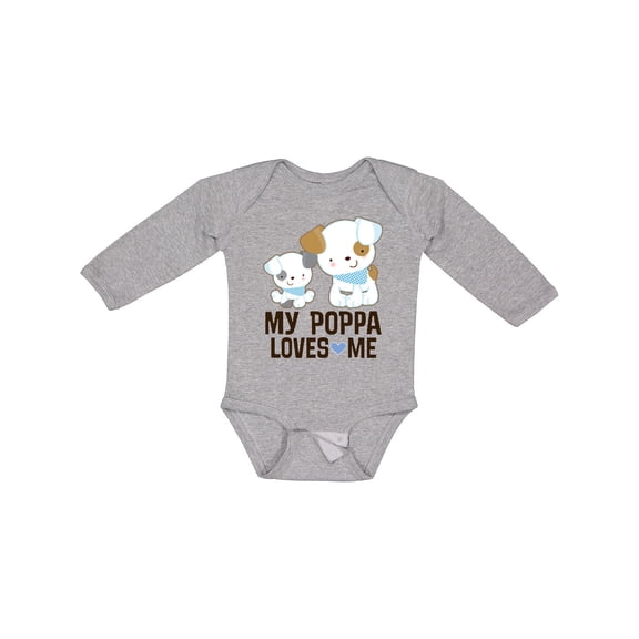 Inktastic My Poppa Loves Me Grandson Boys Long Sleeve Baby Bodysuit