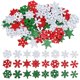 thumbnail image 2 of 50 piezas/juego de artesanías de madera mezcladas con copos de nieve rojos, blancos y verdes, astillas de madera ahuecadas, decoraciones creativas para el hogar de Navidad, 2 of 5