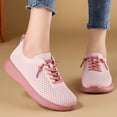 thumbnail image 2 of Women's Wide Toe Box Barefoot Shoes Breathable Non Slip Walking Shoes Lightweight Knit Running Lace Up Sneakers Pink Size 6.5, 2 of 7