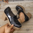 thumbnail image 4 of SACFOF Womens Chunky Platform High Heeled Loafers Round Toe Block Heel Pumps Slip On Dress Office Shoes, 4 of 6