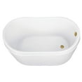 thumbnail image 2 of Kingston Brass VTRS522928M7 52" Acrylic Oval Double Slipper Freestanding Tub with Overflow/Drain Assembly, Glossy White/Brushed Brass, 2 of 7