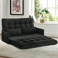 thumbnail image 3 of Convertible 5-Position Foldable Lazy Sofa Sleeper Bed with Armrest,Adjustable Floor Sofa Couch with 2 Pillows,Fold Out Floor Couch,Black, 3 of 8