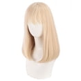 thumbnail image 3 of Peluca para cosplay, rubia platino, recta, con flequillo, 40 cm, 3 of 3