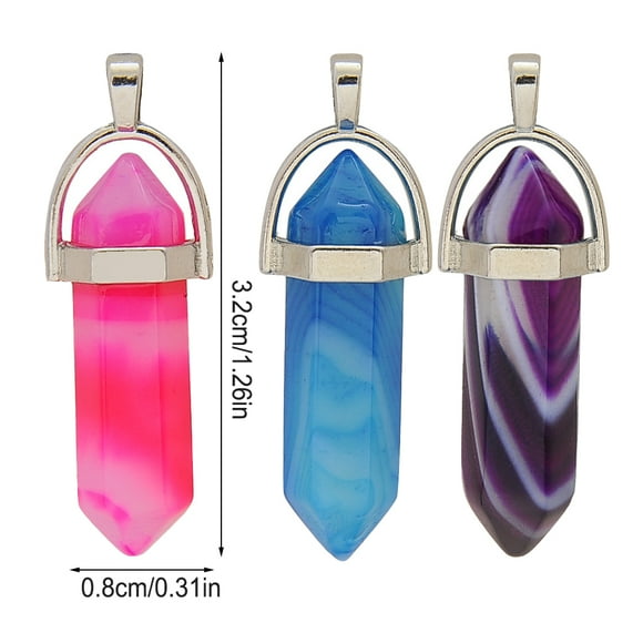 Breloque Colonne Hexagonale Bijoux Pendentif Suspendu Multicolore Fait Main Breloque Colonne Hexagonale Breloques Agate Exquises Artisanat Collier Bracelet Accessoires Violet
